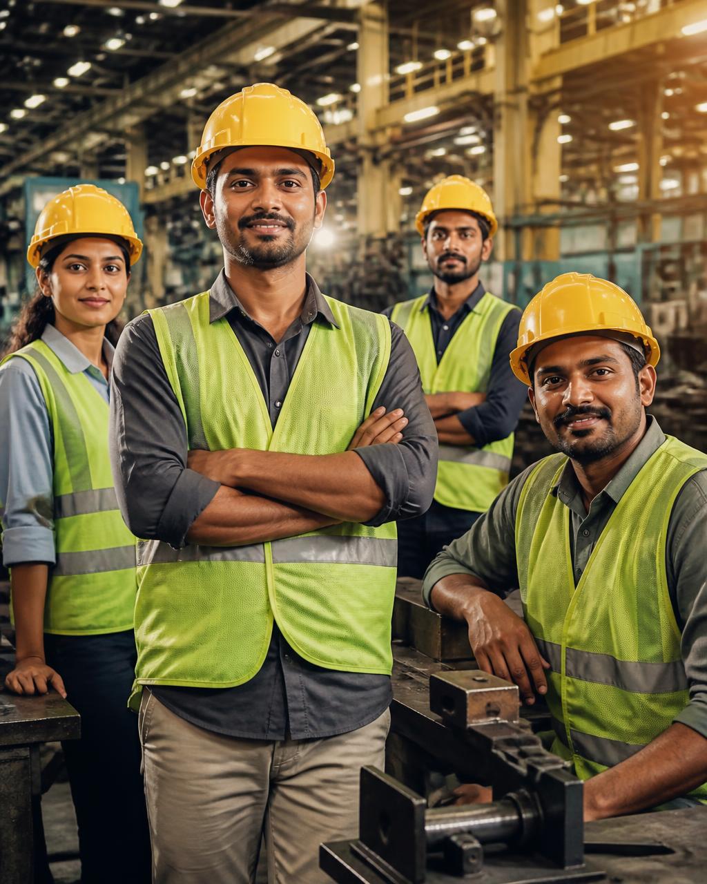 Workforce team at a modern industrial facility